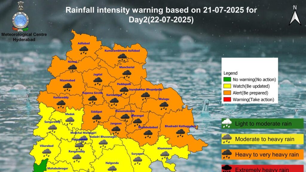 Rain Alert in Telangana and Hyderabad: IMD Issues Heavy Rainfall Warning Across 33 Districts